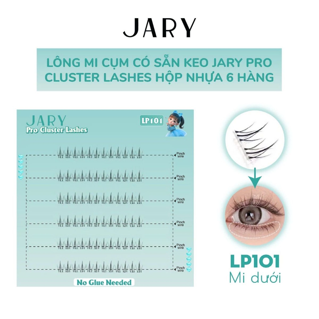 Lông Mi Cụm JARY Pro Cluster Lashes Có Sẵn Keo Tiện Lợi Mỏng Nhẹ Hộp Nhựa 6 Hàng