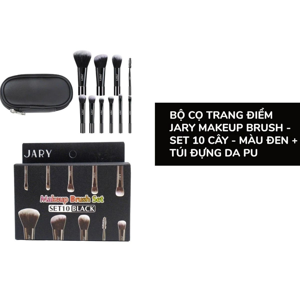 Bộ Cọ Makeup Jary Mềm Mịn Dễ Thao Tác Set 10 Cây Kèm Túi Da