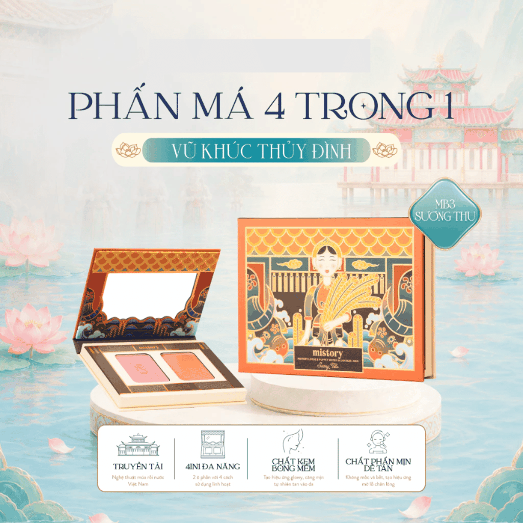 [MUA 2 TẶNG 1] Phấn Má Mistory 4in1 Vũ Khúc Thủy Đình Hiệu Ứng Căng Bóng Sáng Da 6g-TẶNG GƯƠNG LOAN Ổ
