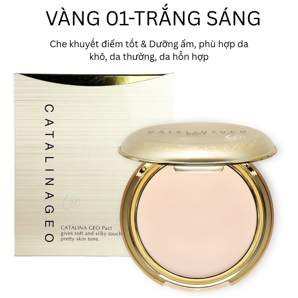 Phấn Phủ Catalina Geo Sempre /Catalina Happy & Please Pact Siêu Mịn Kiềm Dầu  Khô Thoáng Tự Nhiên Hàn Quốc 22g