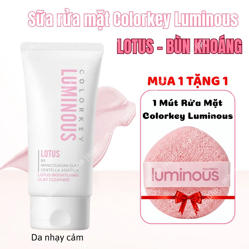 Sữa Rửa Mặt Colorkey Luminous Sạch Sâu Giữ Ẩm Mềm Mịn Sáng Da Clay Gel Cleanser 100g - TẶNG 1 MÚT RỬA MẶT COCLORKEY