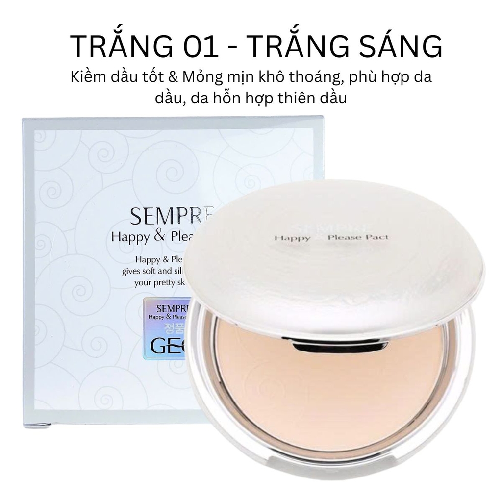 Phấn Phủ Catalina Geo Sempre /Catalina Happy & Please Pact Siêu Mịn Kiềm Dầu  Khô Thoáng Tự Nhiên Hàn Quốc 22g