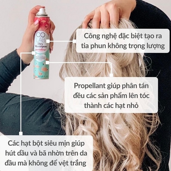 Dầu Gội Khô Colab Làm Phồng Giảm Bết Tóc Dry Shampoo Anh 200ml