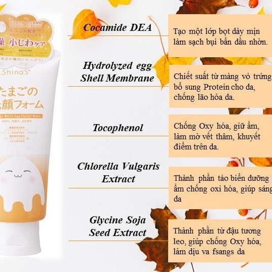 SRM Shinas Super White Egg Facial Wash Nhật Bản Tuýp 120g