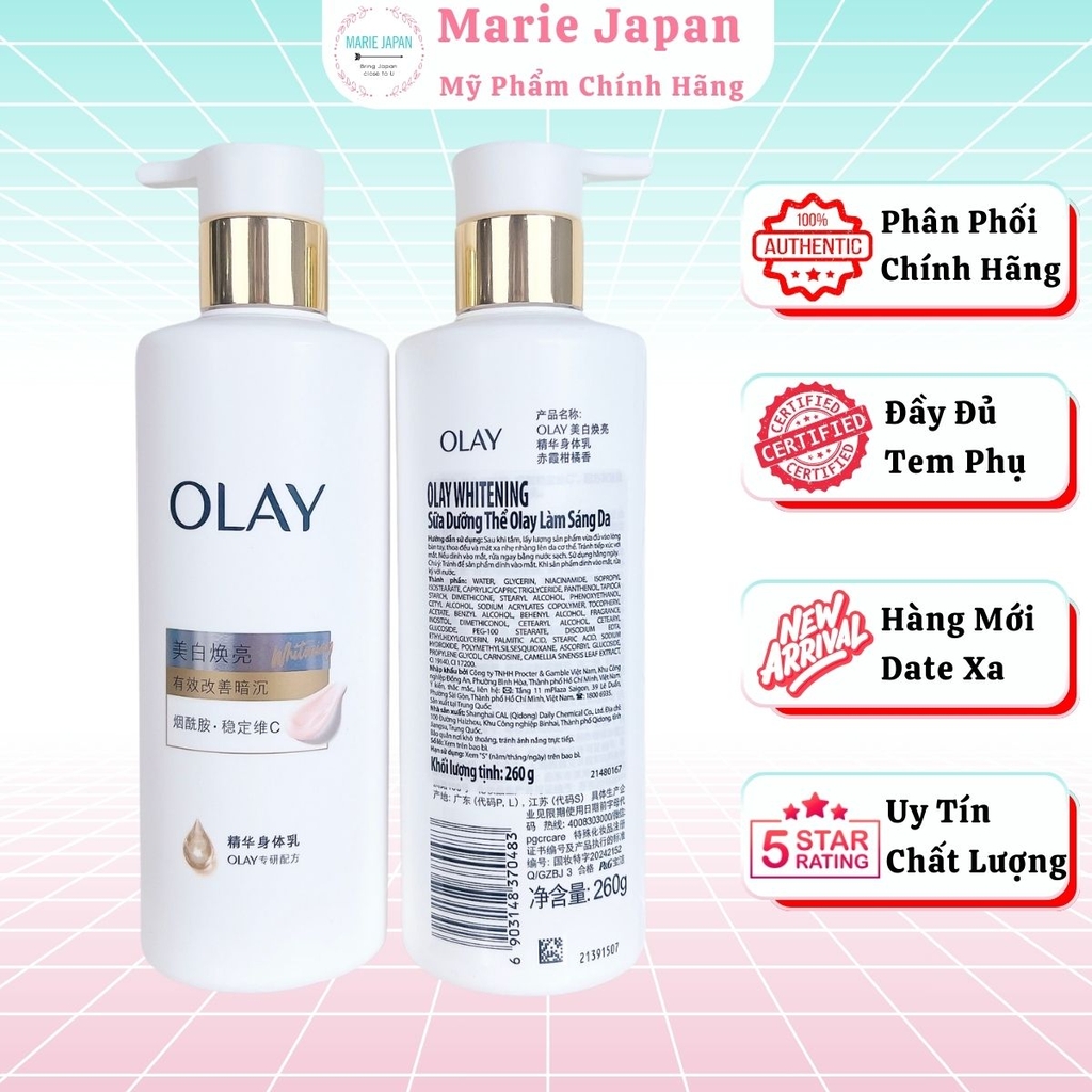 Dưỡng Thể OLAY Hương Nước Hoa Dưỡng Ẩm Sáng Mịn Mướt Da 260g