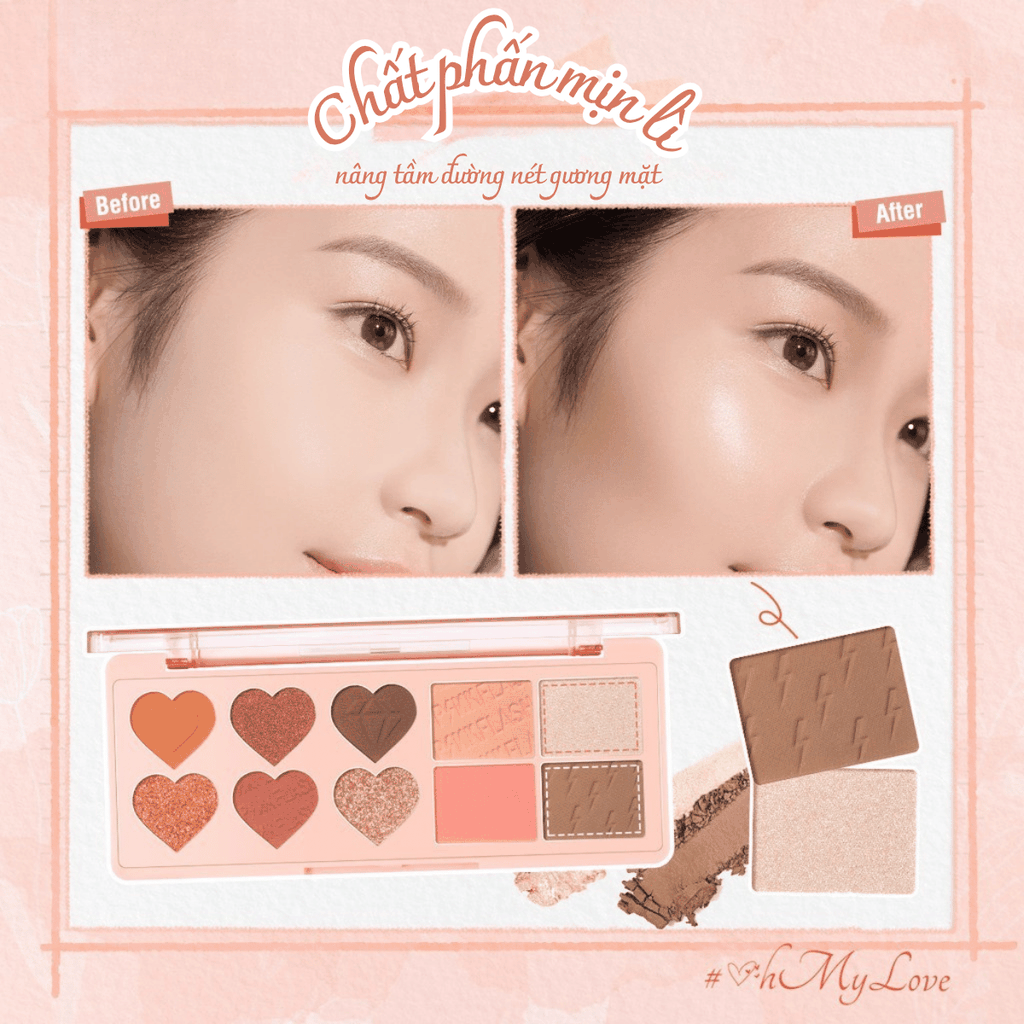 Bảng Phấn Mắt Má Đa Năng 10 Ô Pinkflash Mịn Lì Màu Siêu Đẹp, Full Face Tiện Lợi Multi Face Palette M02 120g