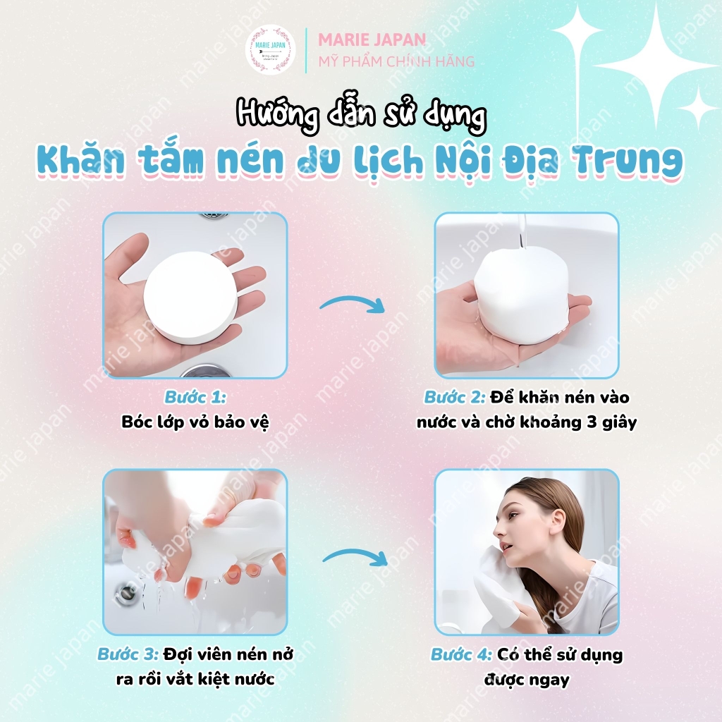 Khăn Tắm Nén Du Lịch Tiện Lợi Nội Địa Trung 100% Cotton