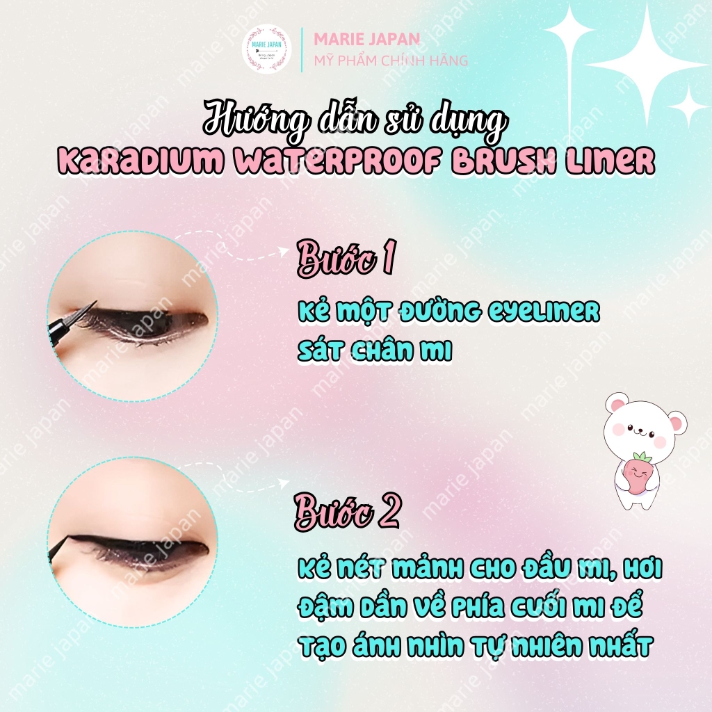 Bút Kẻ Mắt Dạ Karadium Waterproof Brush Liner Black Hàn Quốc
