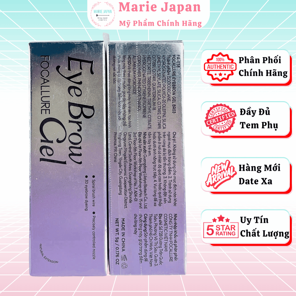 Mascara Lông Mày Focallure Cao Cấp Chống Trôi Siêu Bền Màu Eyebrow Gel E58 5g