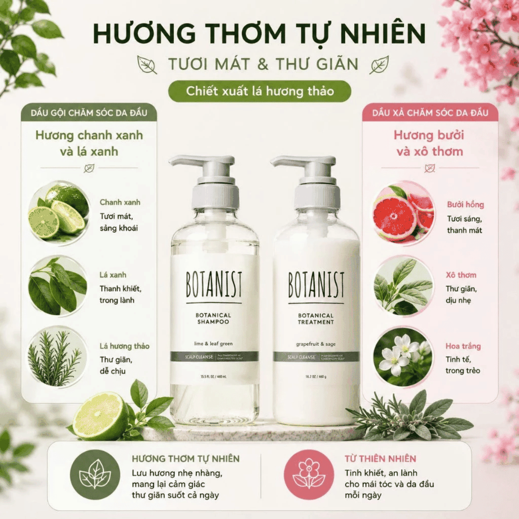 Dầu Gội Xả BOTANIST Moist Nắp Xám Dưỡng Ẩm Tự Nhiên Cho Tóc Khô Xơ Làm Sạch Dịu Nhẹ  Nhật Bản 460ml