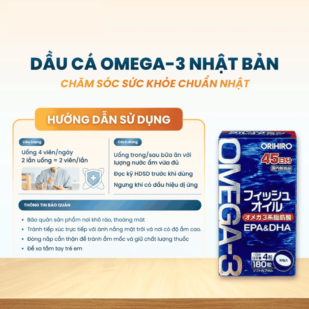 Dầu Cá Omega 3 Orihiro Nhật Bản 180 Viên
