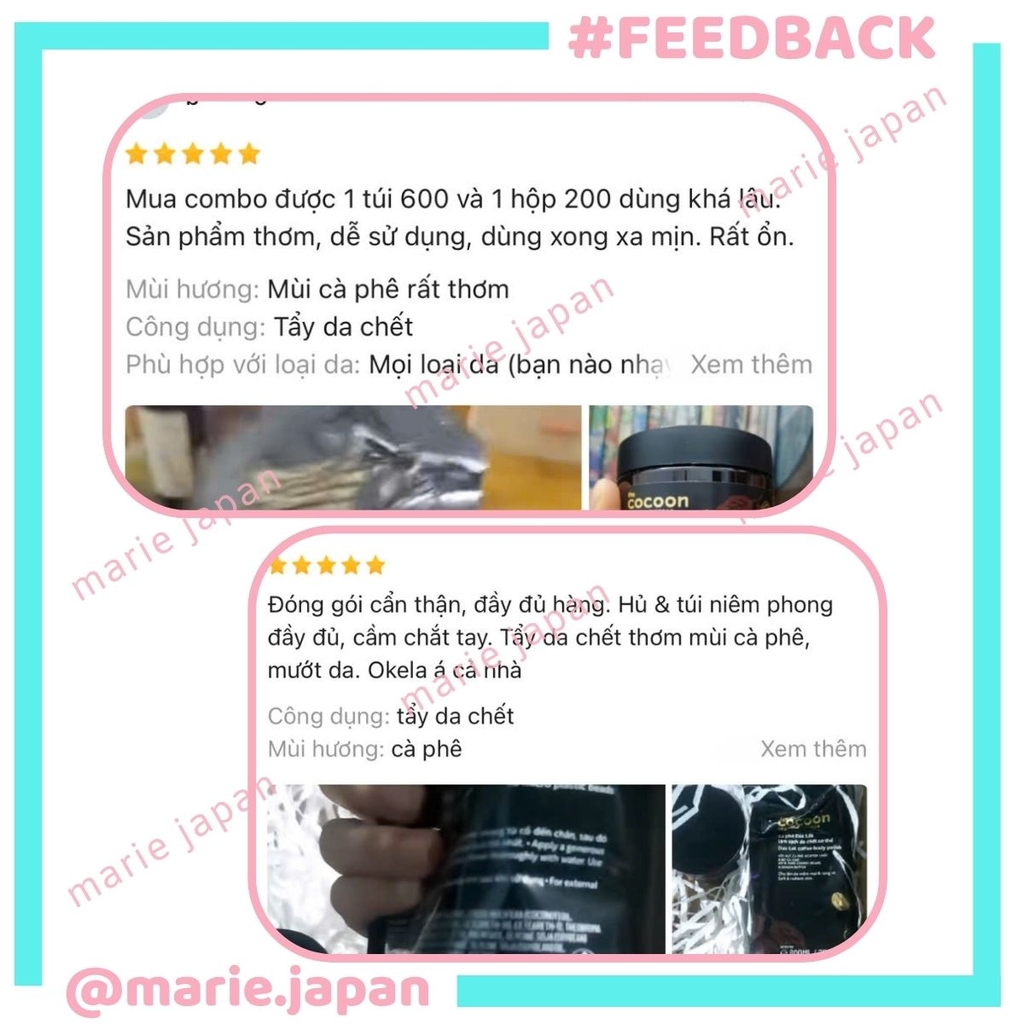 Combo Cocoon Tẩy Tế Bào Chết Body Cà Phê 200ml - Túi Refill 600ml