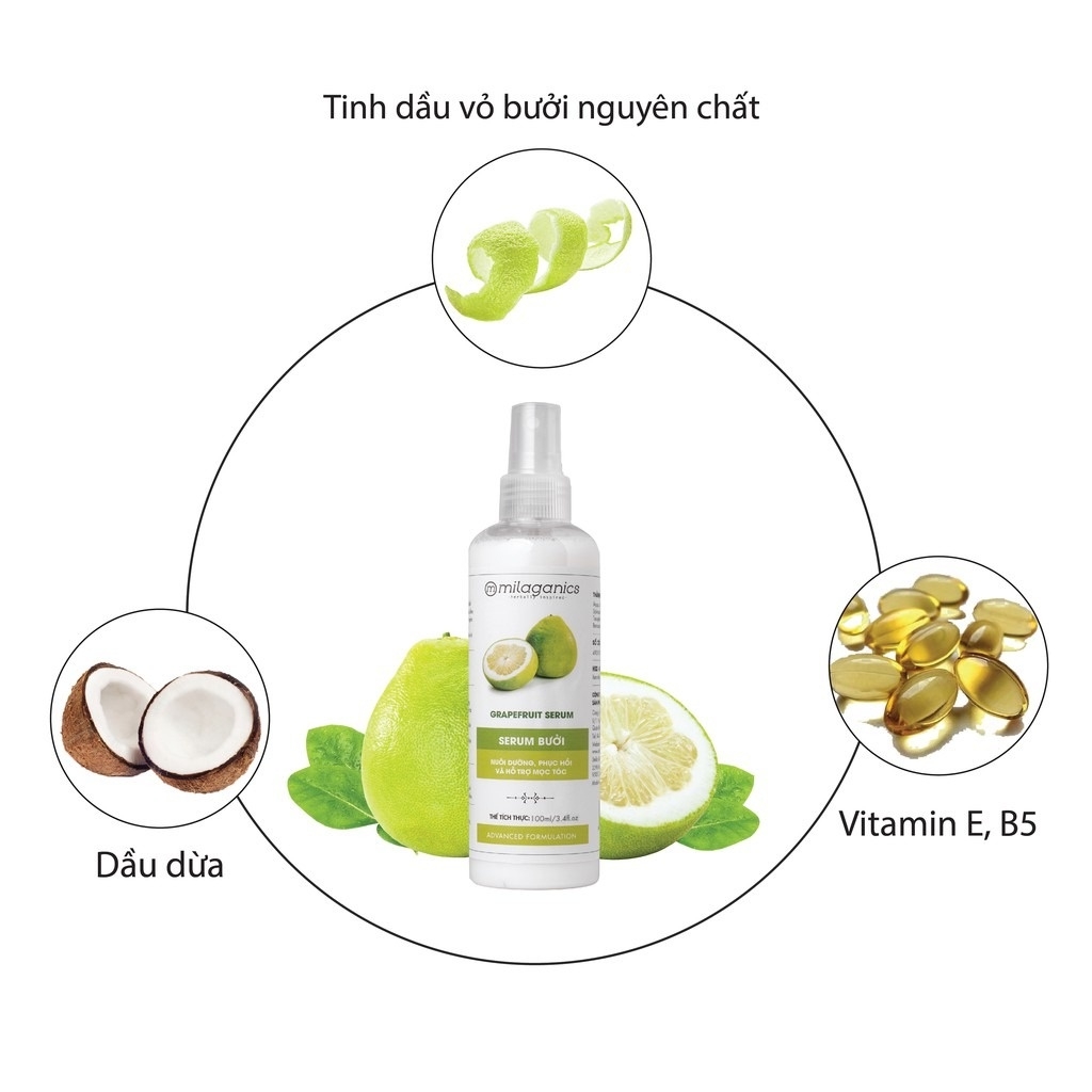 Serum Bưởi Milaganics Giảm Rụng Kích Thích Mọc Tóc - Chai 100ml