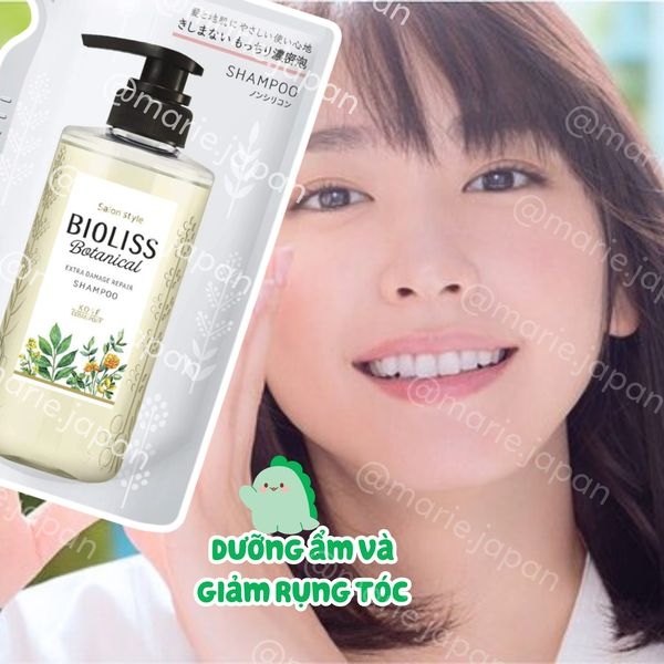 Dầu Gội Siêu Phục Hồi Kose Bioliss Botanical Giảm Hư Tổn Thơm Mềm Tơi Phồng Tóc Nhật Bản Túi 340ml