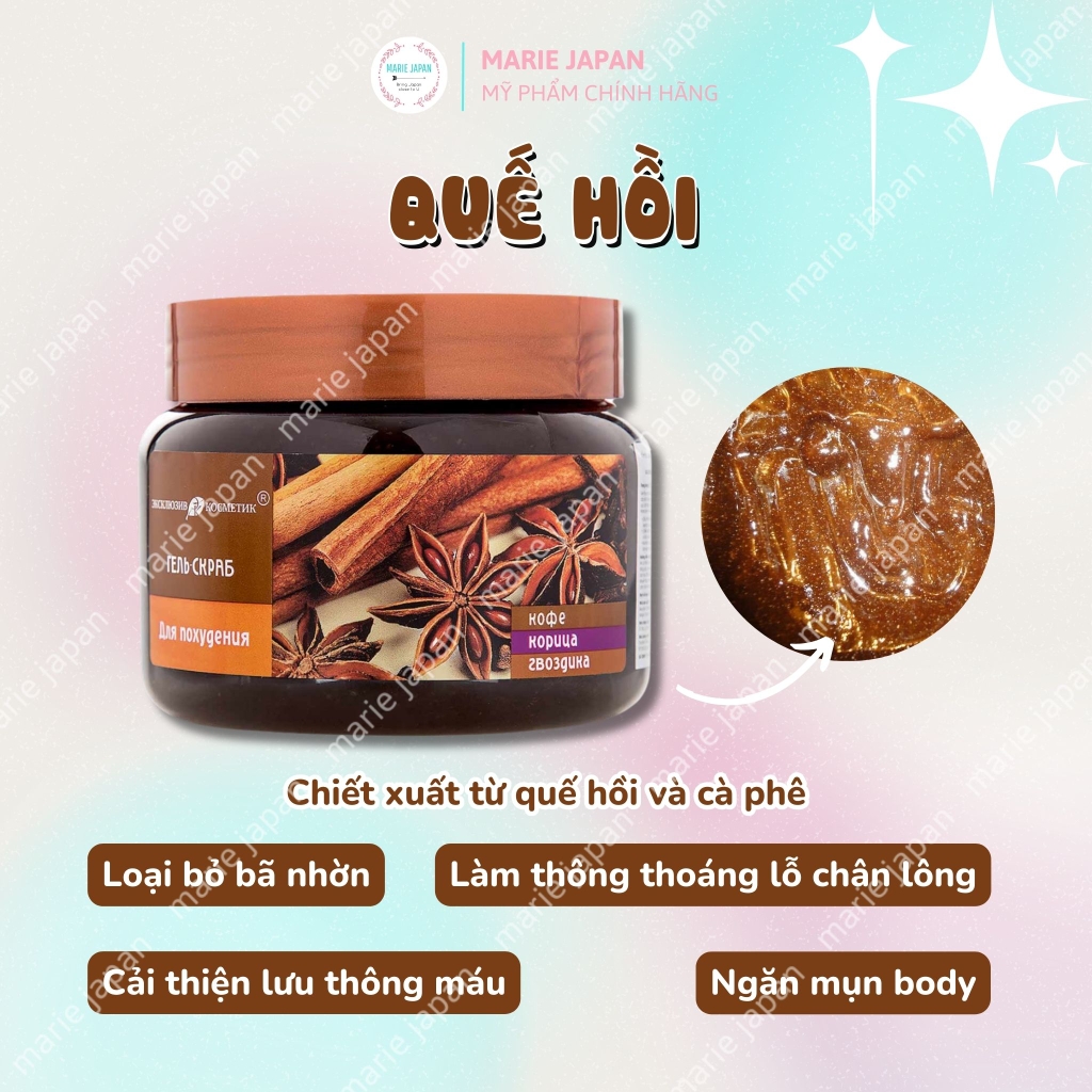 Tẩy TBC Exclusive Cosmetics Body Nga - QUẾ HỒI Hộp 380g