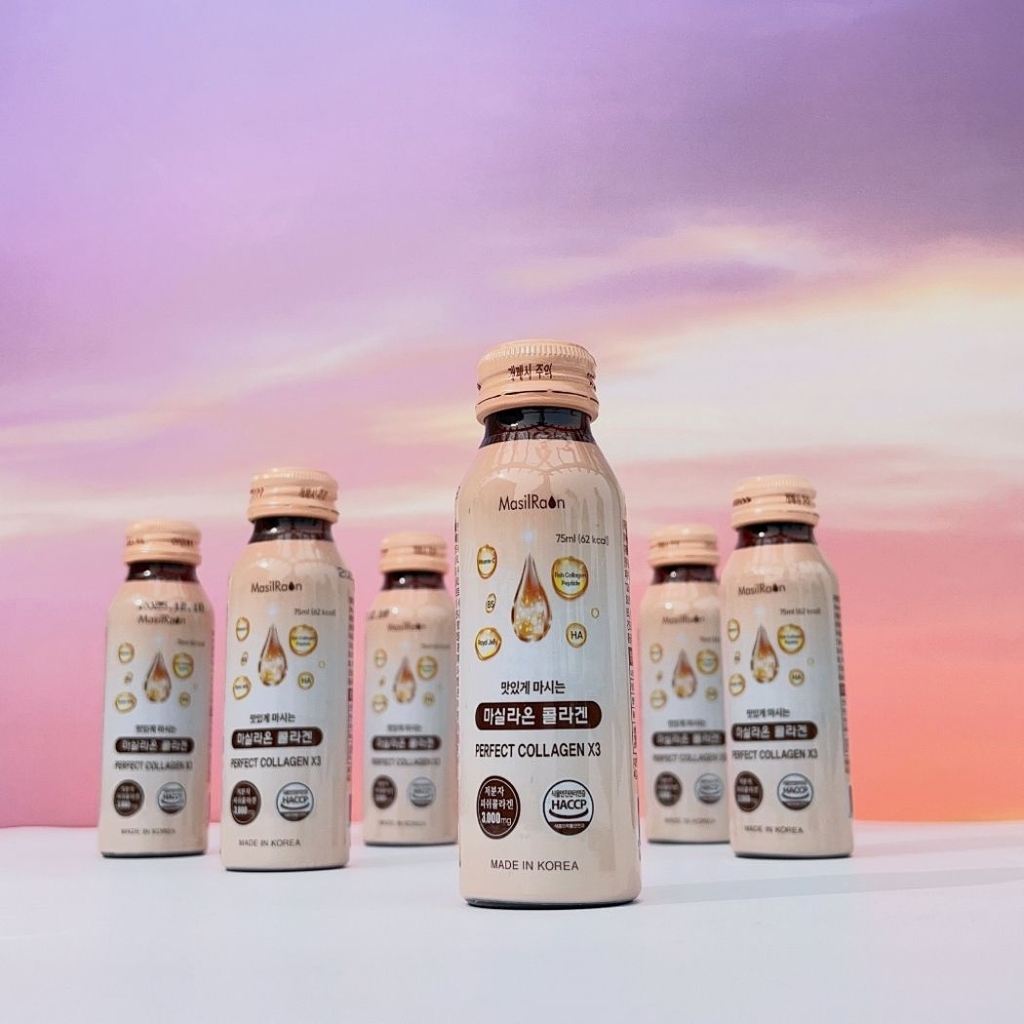 Nước Uống Collagen Perfect Collagen X3 Masilraon Trắng Da Chống Lão Hóa Hàn Quốc Hộp 10 Ống