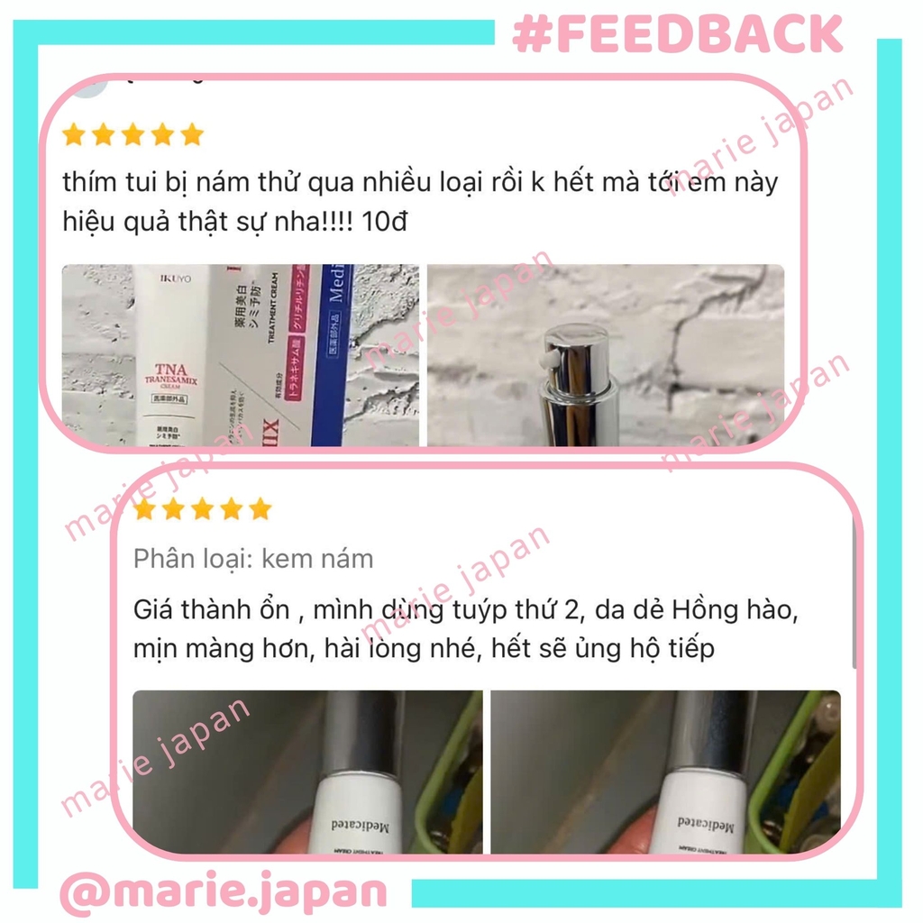 Kem Giảm Nám IKUYO TNA Tranesamix 2% Cream Sáng Da Giảm Thâm Nám Trắng Hồng Nhật Bản Tuýp 30g