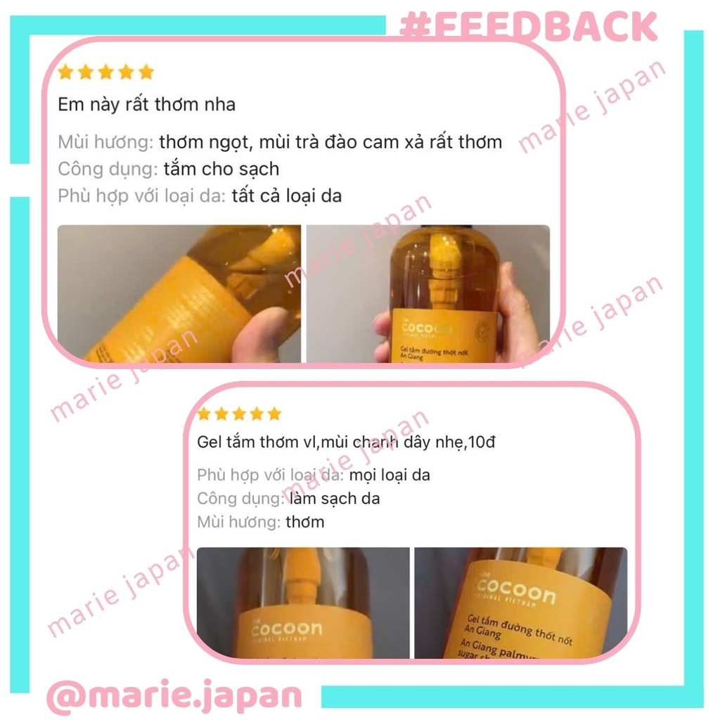 Gel Tắm Đường Thốt Nốt An Giang Cocoon Làm Sạch Dịu Nhẹ Dưỡng Ẩm Mềm Da Chai 500ml