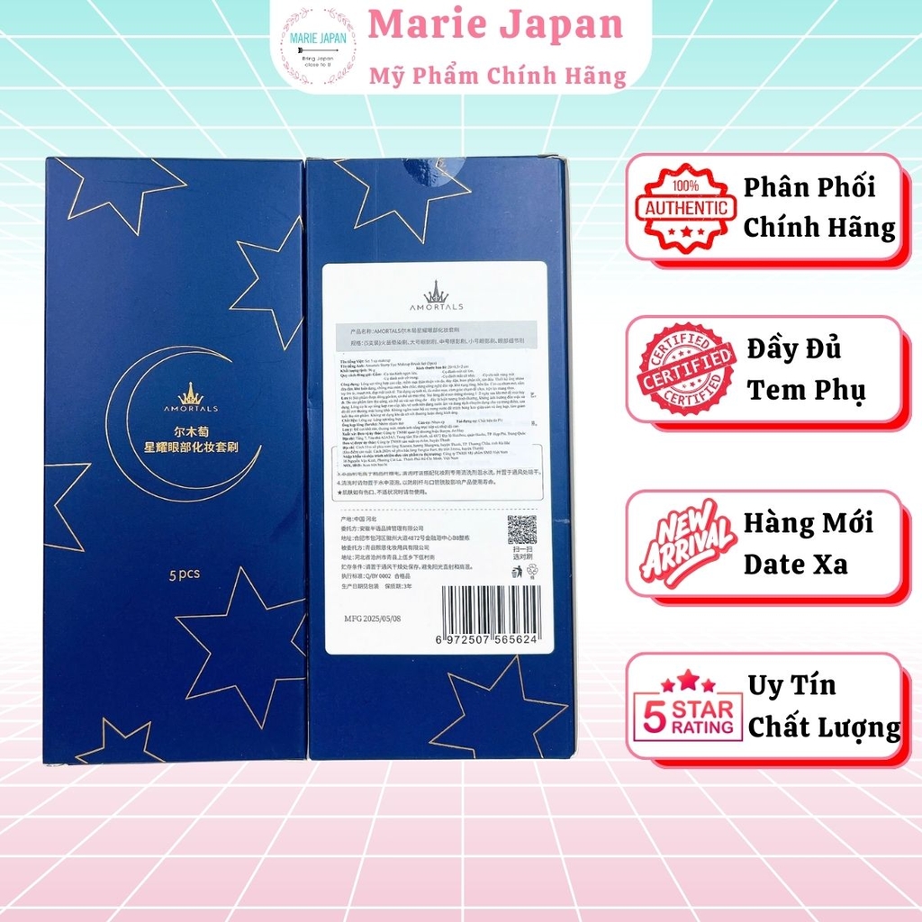 Set 5 Cọ Trang Điểm Mắt  AMORTALS Đa Năng Mềm Mịn Kèm Túi Đựng