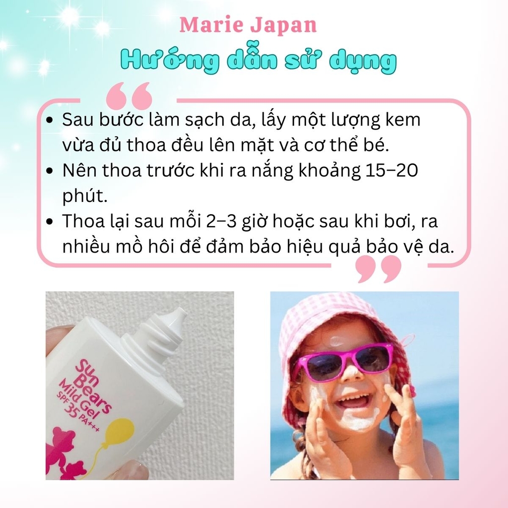 Kem Chống Nắng Cho Bé Omi Sun Bears Mild Gel SPF35 PA+++ Dưỡng Ẩm Không Cồn Nhật Bản 30g