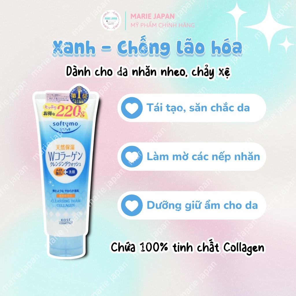 SRM Kose Softymo Cleansing Foam White - TRẮNG DƯỠNG TRẮNG Tuýp 220g