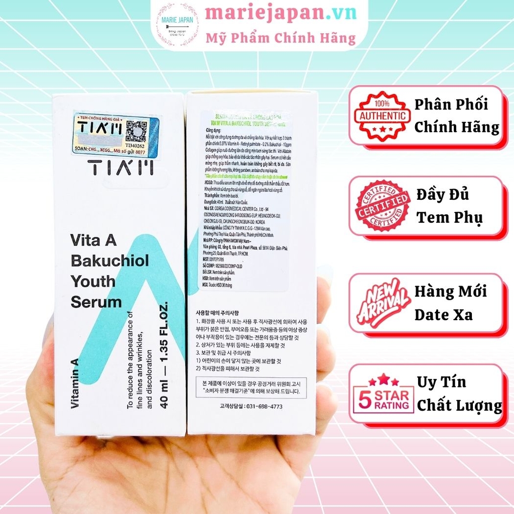 Serum TIAM Vita A Bakuchiol Youth Căng Bóng Trẻ Hóa Da Hàn Quốc 40ml
