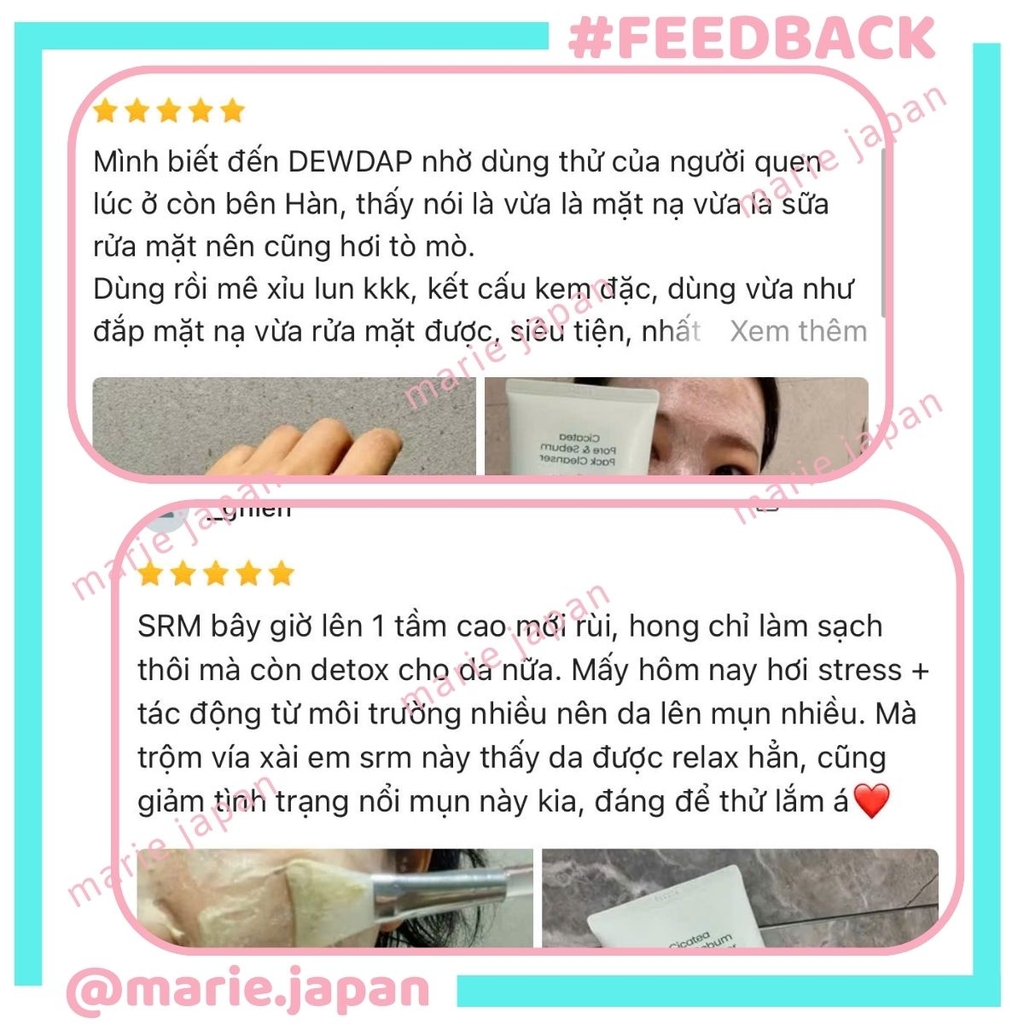 Sữa Rửa Mặt 2IN1 Dewdap Sạch Sâu Dưỡng Ẩm Mềm Mịn Cho Da Dầu Mụn Nhạy Cảm Cicatea Pore & Sebum Pack Cleanser Hàn Quốc