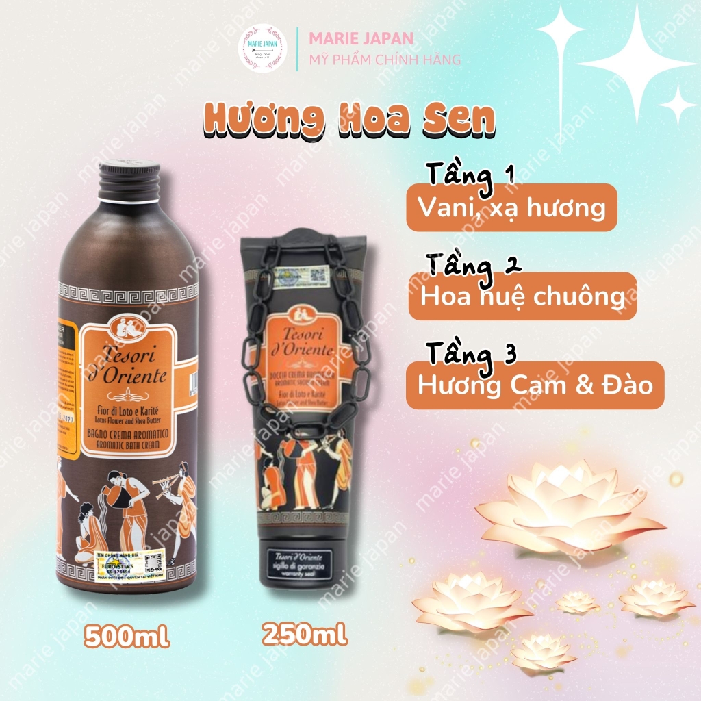 Sữa Tắm Hương Nước Hoa Tesori D'oriente Lưu Hương Quyến Rũ Sang Trọng Cao Cấp Chính Hãng Italy