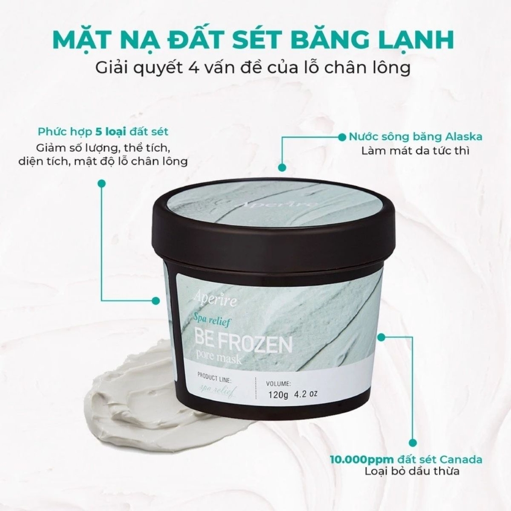 Mặt Nạ Đất Sét Aperire Băng Lạnh Sáng Da Giảm Dầu Se Khít Lỗ Chân Lông Be Frozen Pore Mask Hàn Quốc 120g