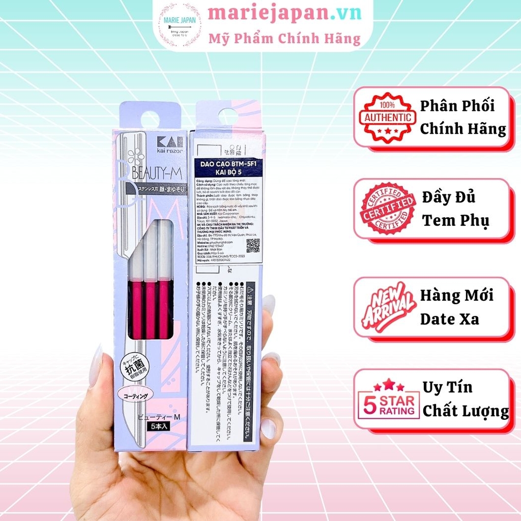 Dao Cạo Lông Mặt Kai S Select Beauty M 742 Thép Không Gỉ Tiện Lợi An Toàn Nhật Bản Set 5 Cây