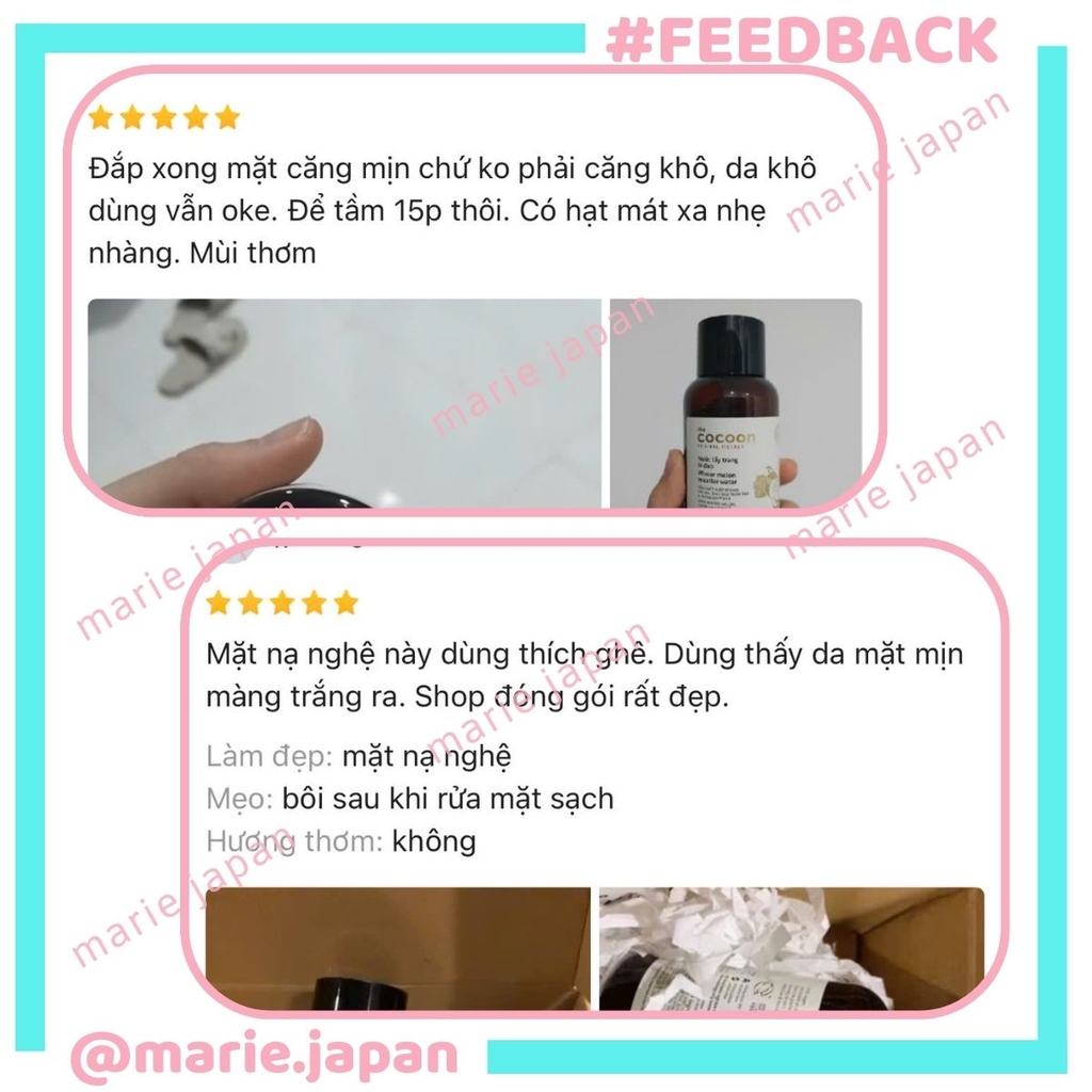 Combo Cocoon 2 Món 1 Mặt Nạ Nghệ Hưng Yên 30ml + 1 Nước Tẩy Trang Bí Đao 140ml