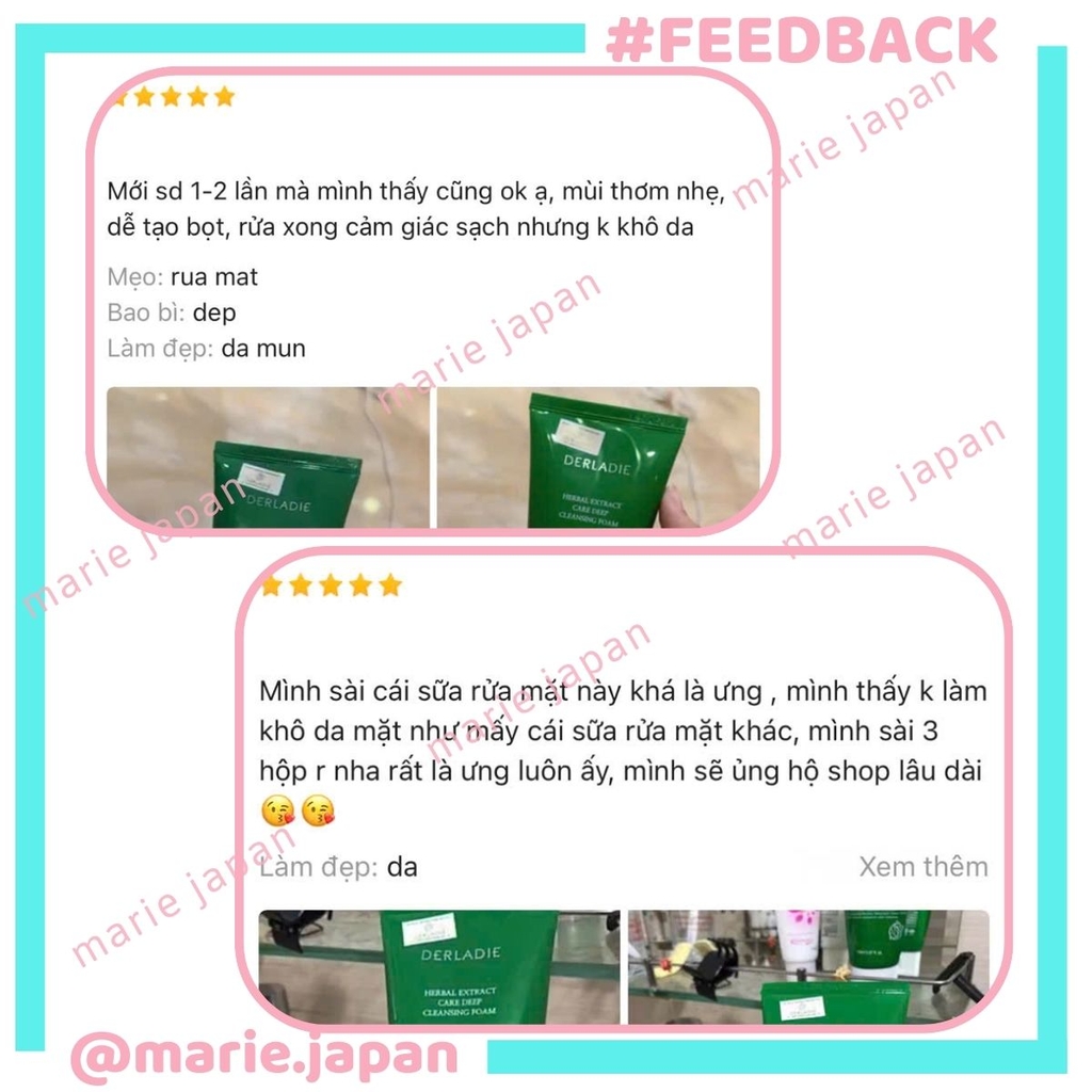 Sữa Rửa Mặt Tràm Trà Derladie Herbal Extract Care Deep Cleansing Foam Sạch Sâu Kiềm Dầu Dịu Da Hàn Quốc Tuýp 150ml