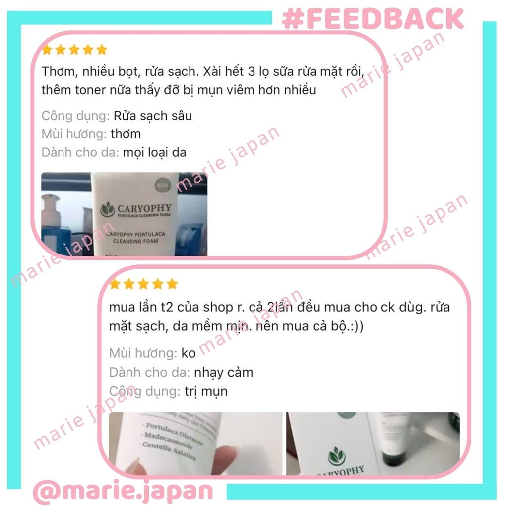 Sữa Rửa Mặt Caryophy Portulaca Cleansing Foam Sạch Sâu Ngăn Ngừa Mụn Kiềm Dầu Hàn Quốc Tuýp 150ml