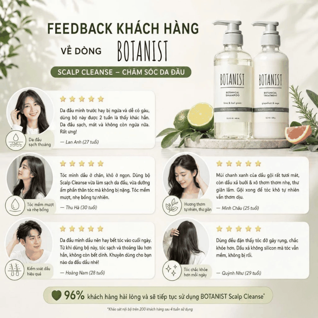 Dầu Gội Xả BOTANIST Moist Nắp Xám Dưỡng Ẩm Tự Nhiên Cho Tóc Khô Xơ Làm Sạch Dịu Nhẹ  Nhật Bản 460ml