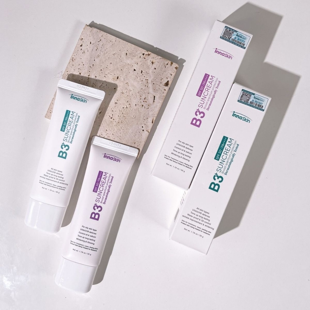 Kem Chống Nắng B3+ Innoskin Suncream SPF50+ PA++++ Dưỡng Sáng Mờ Thâm Kiềm Dầu Hàn Quốc 50g