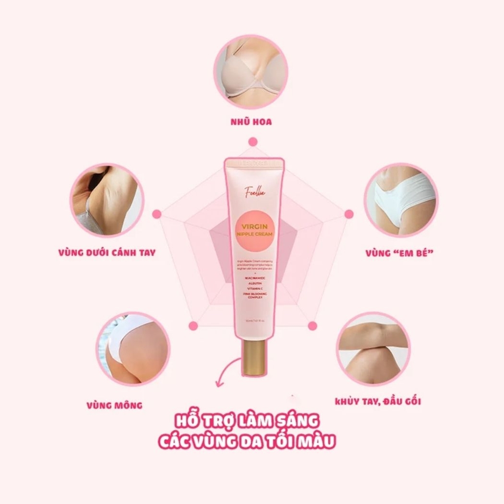 Kem Làm Hồng Nhũ Hoa Foellie Virgin Nipple Cream Hàn Quốc 30ml