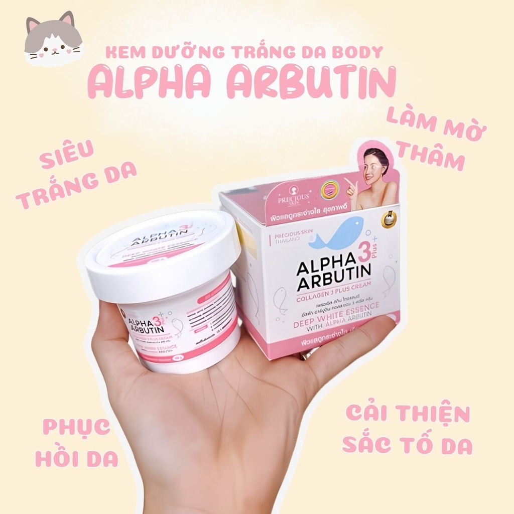 Kem Dưỡng Trắng Da Body Alpha Arbutin Collagen 3 Plus+ Cream Thái Lan Hũ 100g