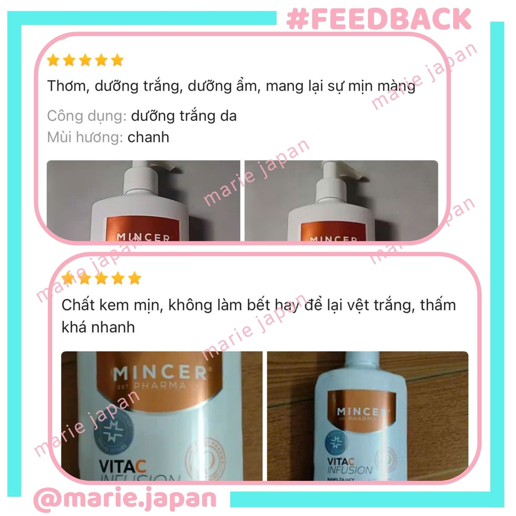 Dưỡng Thể Mincer Pharma Vita C Infusion Dưỡng Trắng Chống Lão Hóa Ẩm Mịn Da Body Lotion Ba Lan Chai 250ml