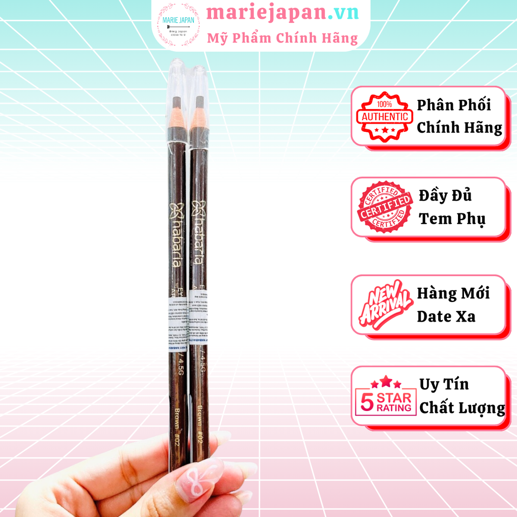 Chì Xé Kẻ Kày Habaria Eyebrow Pencil Phẩy Sợi Tự Nhiên Bền Màu Sắc Nét