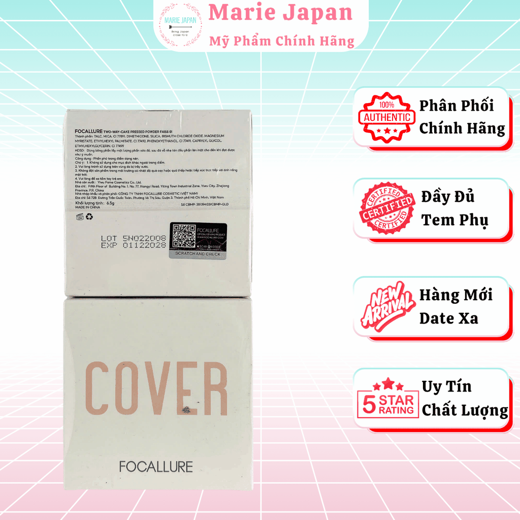 Phấn Nền Focallure Covermax Two Way Cake Pressed Powder FA155