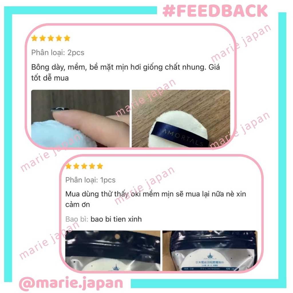 Bông Phấn Phủ Amortals Mềm Mịn Không Ăn Phấn Thân Thiện Với Da Cho Lớp Makeup Tự Nhiên