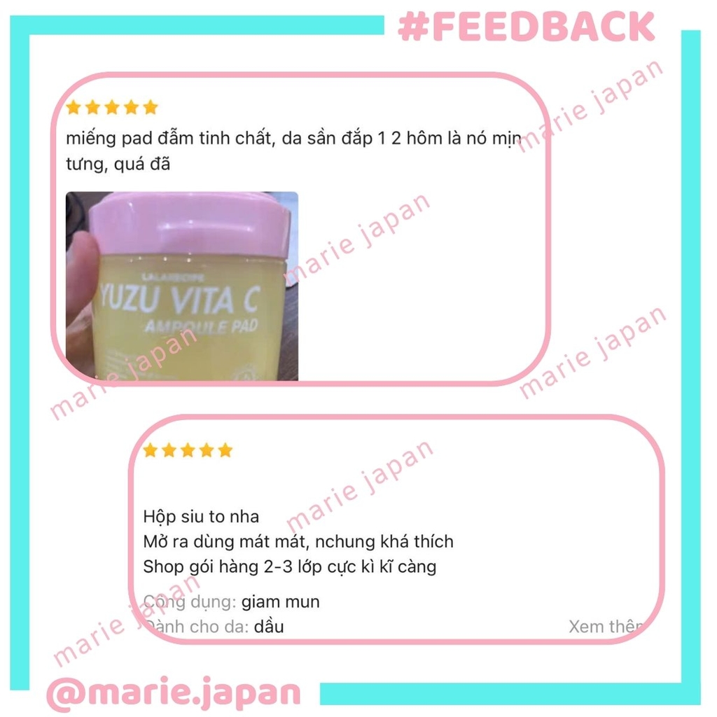 Toner Pad Lalarecipe Yuzu Vita C Ampoule Dưỡng Sáng Da Cấp Ẩm Mờ Thâm Hàn Quốc Hộp 80 Miếng