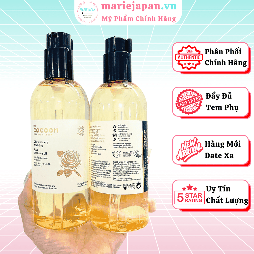 Dầu Tẩy Trang Hoa Hồng Cocoon Rose Cleansing Oil Sạch Sâu Dưỡng Ẩm Dịu Nhẹ 310ml