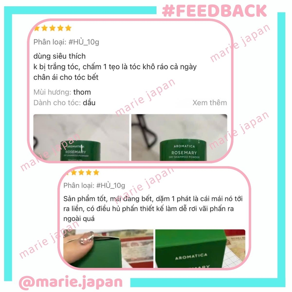 Dầu Gội Khô Aromatica Rosemary Dry Shampoo Hút Nhờn Làm Sạch Tóc Thơm Mát Hàn Quốc Hộp 10g
