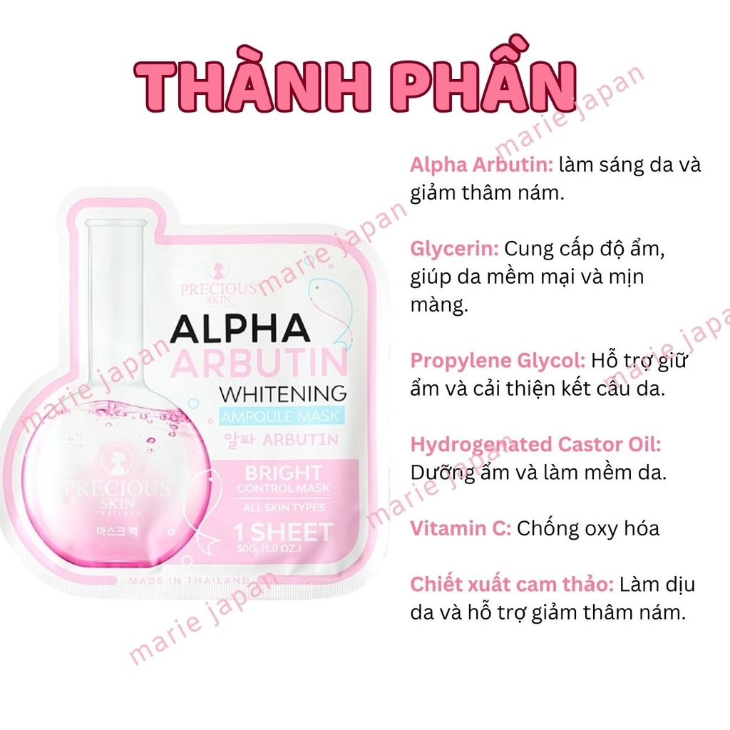 Mặt Nạ Alpha Arbutin Dưỡng Da Trắng Sáng Cấp Ẩm Sâu Siêu Mịn Màng