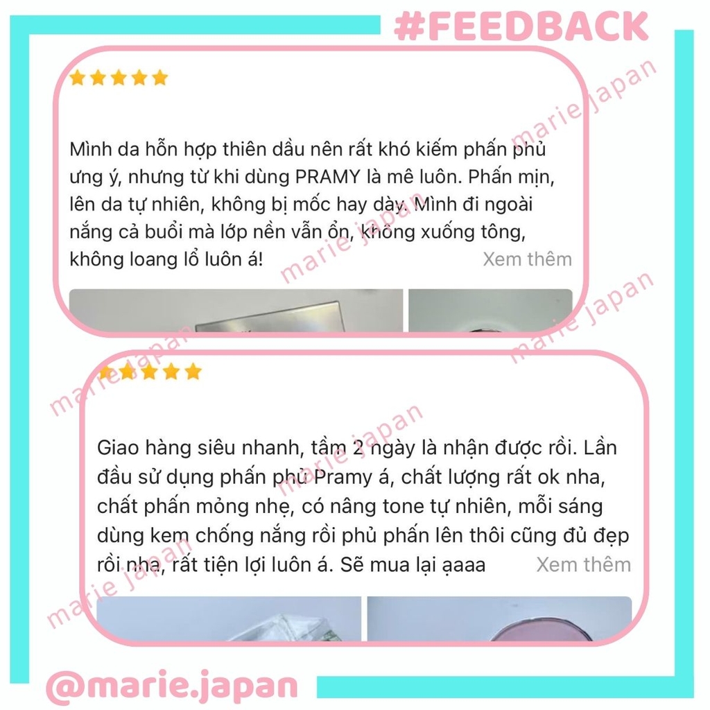 Phấn Phủ Nén Pramy Chống Nắng  Kiềm Dầu Mỏng Mịn Tự Nhiên Sheer UV Pressed Powder 7g