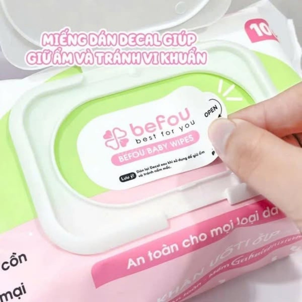Khăn Ướt Vệ Sinh Cao Cấp Tiện Lợi Befou Hộp 100 Tờ