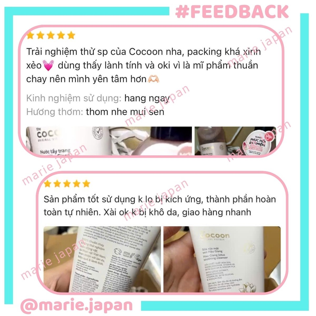 Combo Cocoon 2 Món 1 Nước Tẩy Trang Sen Hậu Giang 500ml +  1 Sửa Rửa Mặt Sen Hậu Giang 310ml