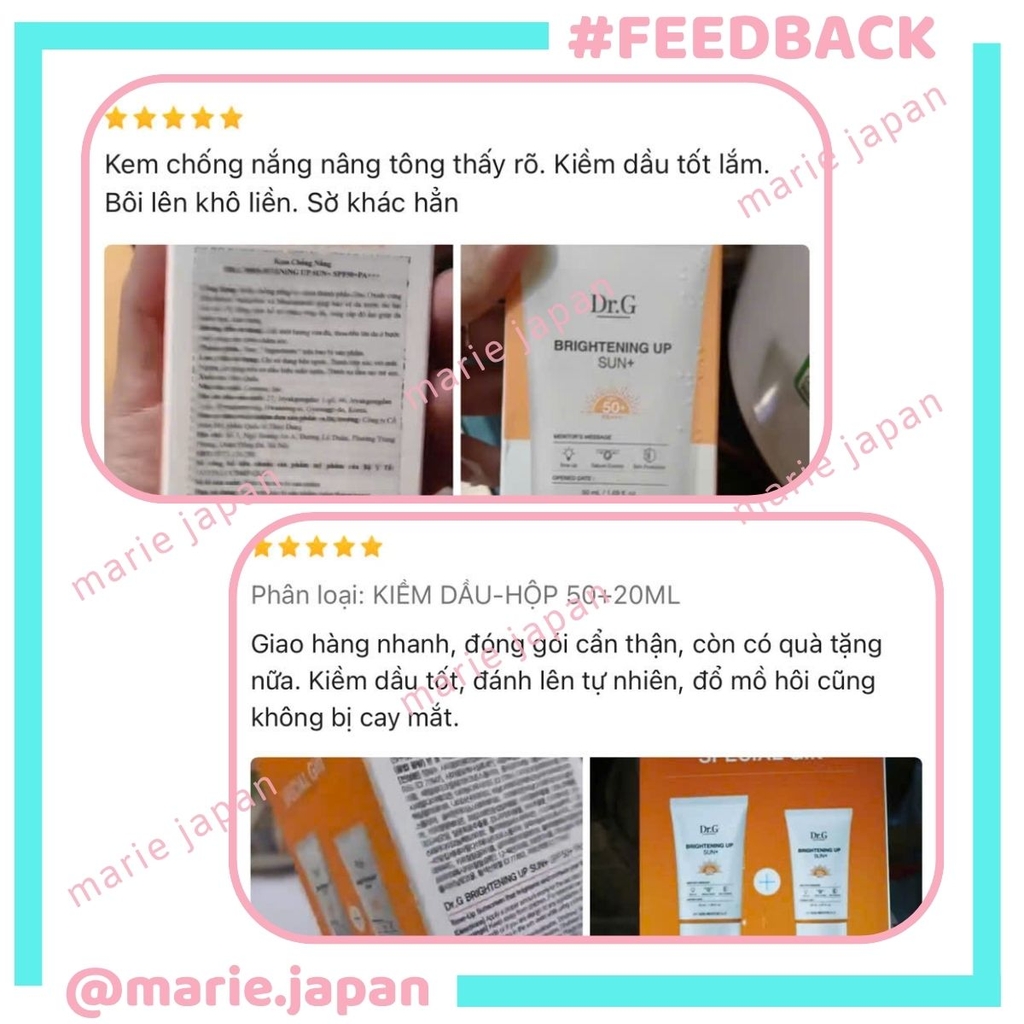 Set 2 Kem Chống Nắng Dr.G Brightening Up Sun SPF50+ Nâng Tông Kiềm Dầu Sáng Da Hàn Quốc 50ml + 20ml
