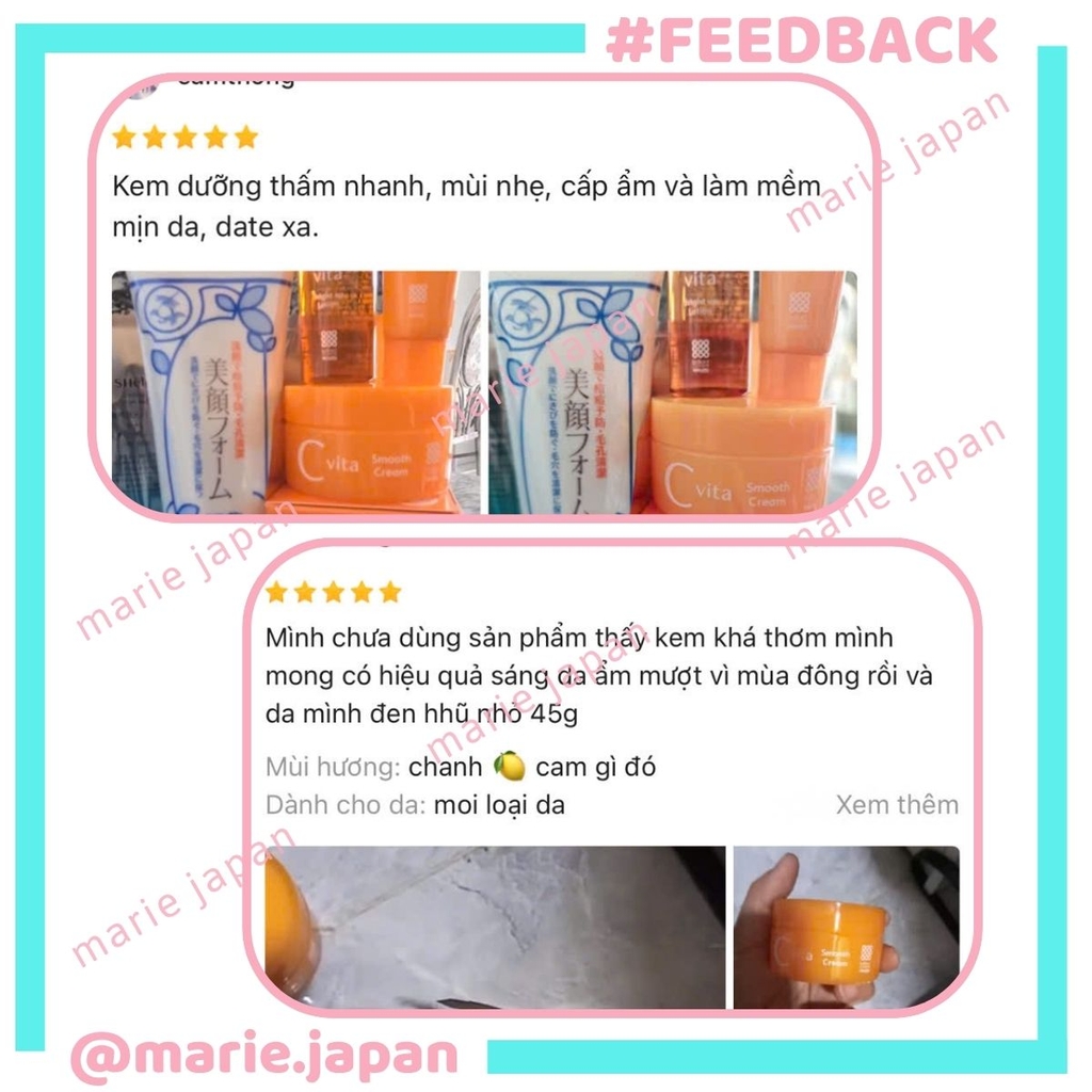 Kem Dưỡng Meishoku C Vita Smooth Cream Sáng Da Mờ Thâm Cấp Ẩm Nhật Bản Hộp 45G